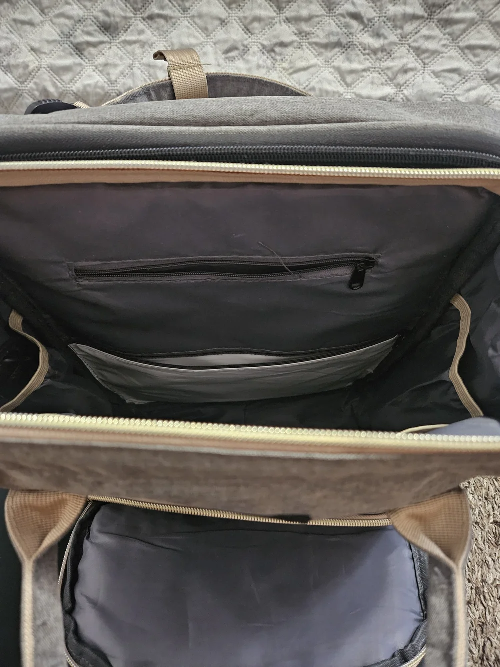 HKZ Grey Backpack with Beige Trim